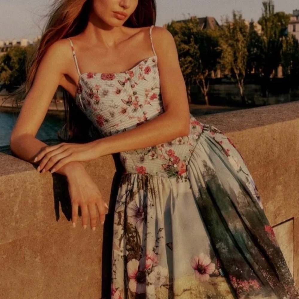 Anthropologie The Muse Basque-Waist Midi Dress